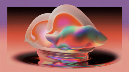 Abstract Iridescent Fluid Shape with Gradient Background
