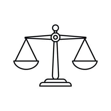A classic illustration of a balanced scale symbolizing justice and equilibrium