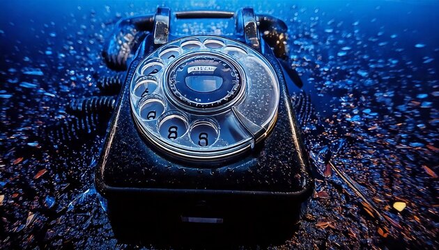 Detailed vintage telephone with chrome details and floating prism shards