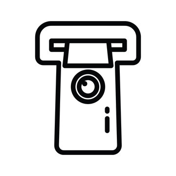 Line drawing of an atm card with a contactless payment symbol and chip