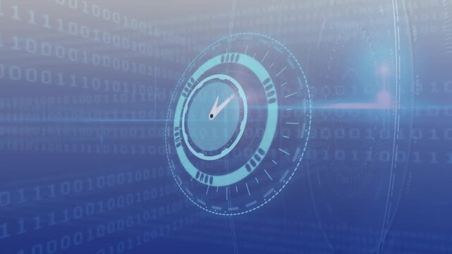Animation of data processing over clock moving