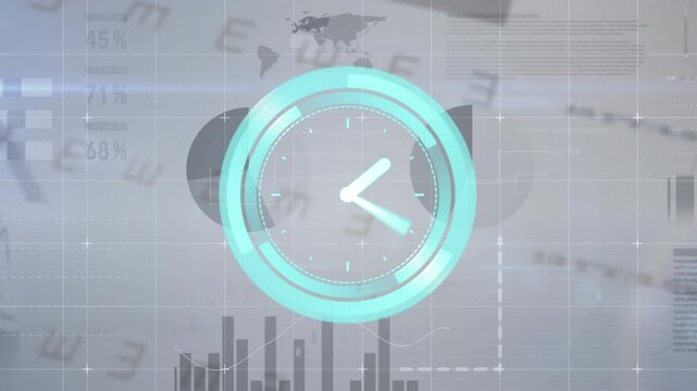 Animation of data processing over clock moving