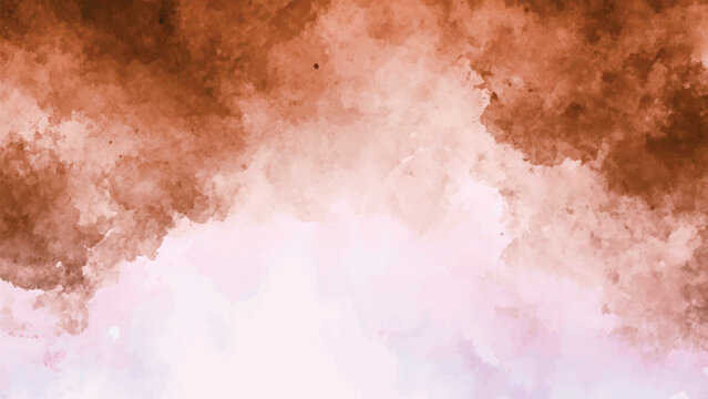 Abstract terracotta watercolor background with warm earthy atmospheric paint wash textures