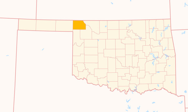 Map of the County Harper (Oklahoma, US) showing the Federal State with the highlighted County