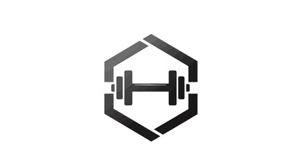 Obraz premium Abstract fitness symbol with dumbbell and hexagonal frame