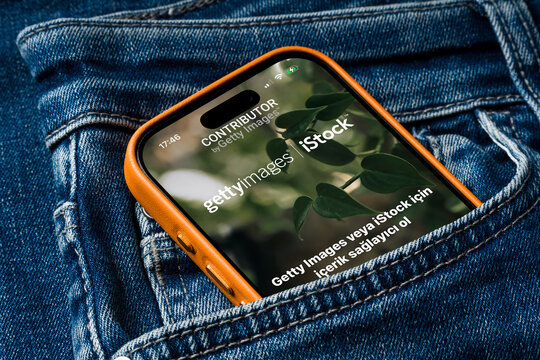 Antalya, Turkey - March 24, 2026: iStock Getty Images website and istock app interface displayed on smartphone screen