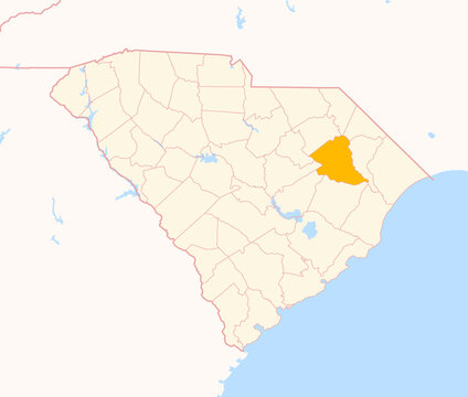 Map of the County Florence (South Carolina, US) showing the Federal State with the highlighted County