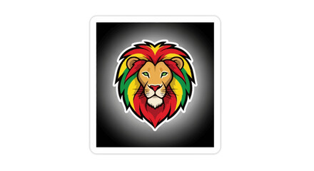 Rasta lion head illustration with vibrant red, yellow, and green mane © ikun
