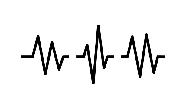Abstract sinusoid signal waves geometric audio pulse lines electronic radio waveform vector set