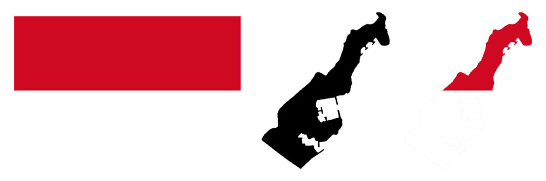 Monaco map and flag vector illustration