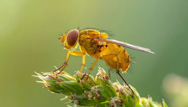 Close-up of Fruit Fly on Flower Bud.