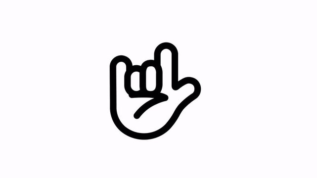 animated rock gesture animation ,rock on hand animation with alpha channel,4 k animation video.