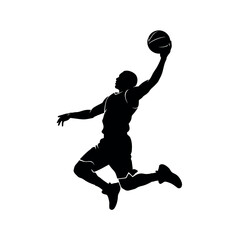 Basketball Player Silhouette Jumping for Slam Dunk Action © gyoho