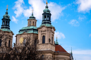 Fototapeta premium The external dome of Saint Nicholas church of Prague, in the its castle complex district.