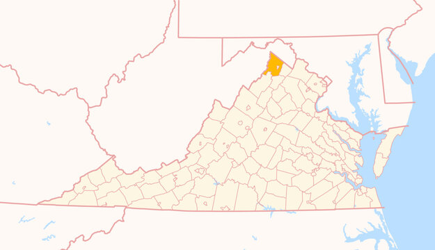 Map of the County Frederick (Virginia, US) showing the Federal State with the highlighted County