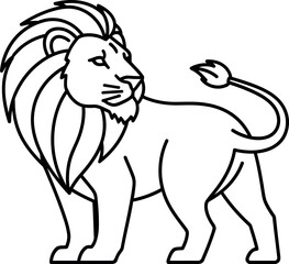 Lion standing with mane vector illustration icon © Rupa