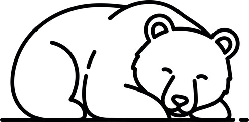 Sleeping bear cub line drawing vector design art © Rupa