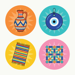 Collection of Turkish cultural icons and symbols.