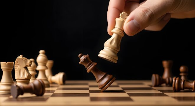 A hand poised to make a strategic move in a game of chess
