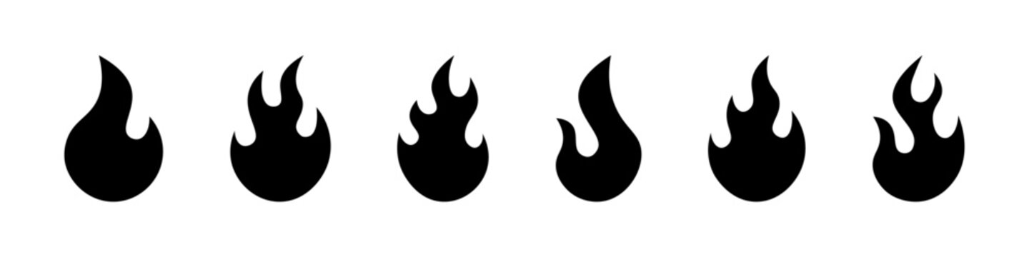 Fire flame icon set