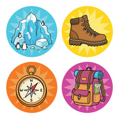 Adventure Gear and Arctic Scene Icons.