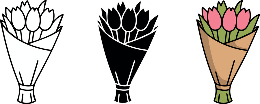 Tulip bouquet elements for florist branding and logo