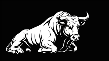 Obraz premium Resting bull vector illustration