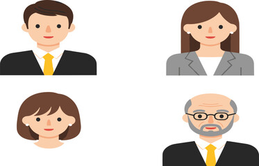 Fototapeta premium Business People Avatar Set with Flat Style Male and Female Characters for User Profiles, Corporate Identity, UI Design, and Professional Illustration Collection.