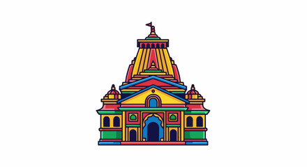 Fototapeta premium Colorful traditional Indian temple with peaked roofs and intricate details