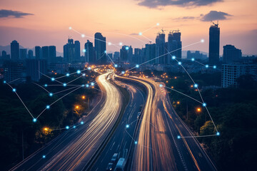 Obraz premium An image shows a city with connected sensors, traffic systems, and IoT devices. Discuss how IT supports smart city infrastructure