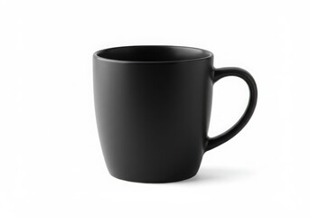 A matte black ceramic mug isolated on white background