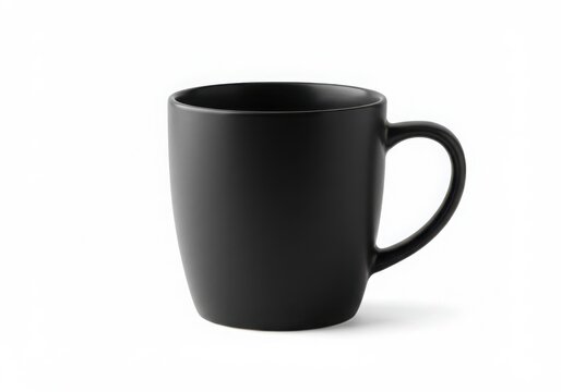 A matte black ceramic mug isolated on white background
