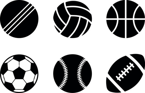 Sports event branding elements featuring ball icons