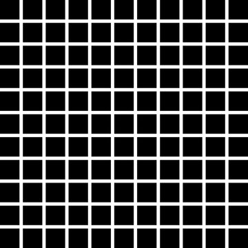 Hermann grid optical illusion black and white square grid pattern background.