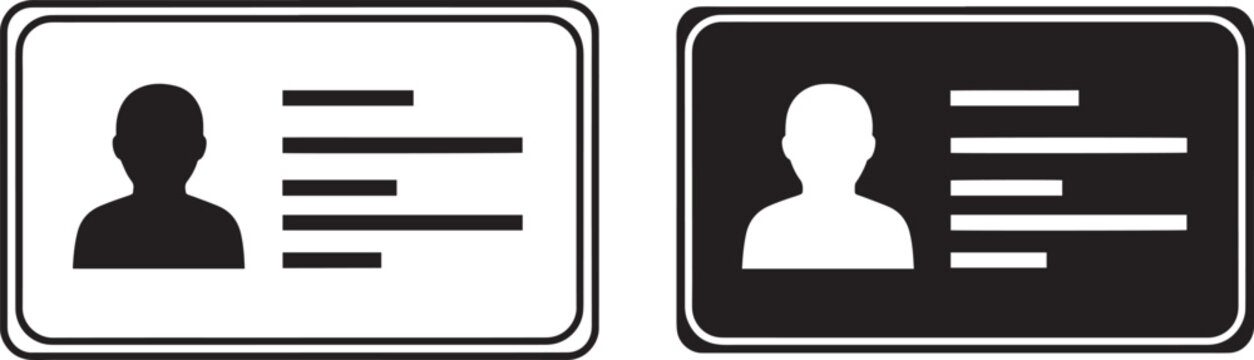 Id card icon, personal data, man avatar, human profile, account, user or person vector illustration.