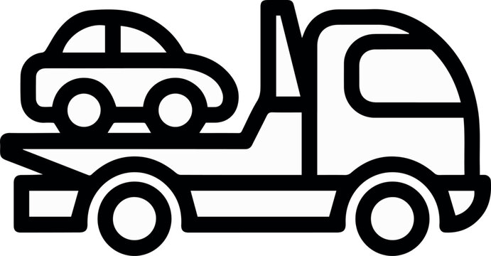 Tow truck carrying car icon for roadside assistance