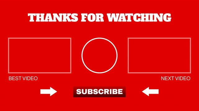 Youtube End Screen with Subscribe Button and Links on Red Background