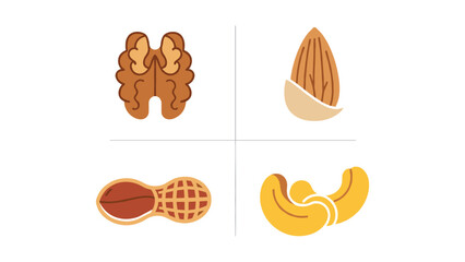 Four types of nuts and seeds displayed as decorative icons © Shahin Studio