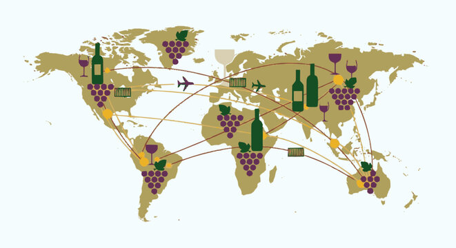 Global Wine Production and Distribution Map.