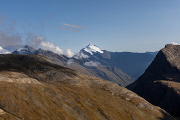 Obraz premium Panoramic alpine landscape from Col de l'Iseran, Savoie, French Alps