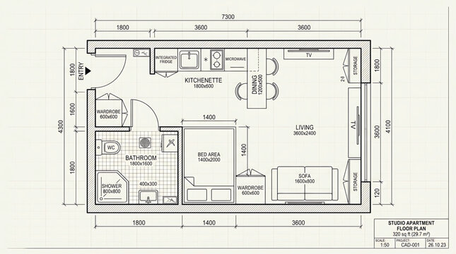 Detailed architectural blueprint of a modern house floor plan with precise measurements and room layouts