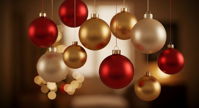 Festive Holiday Cheer Red Gold and White Christmas Baubles Ornaments Decorations Festive Season Celebrations Joy Gift Giving Tradition 120 chr
