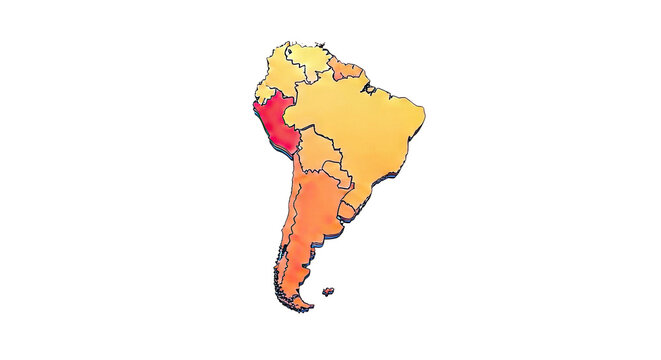 South America map with highlighted Peru