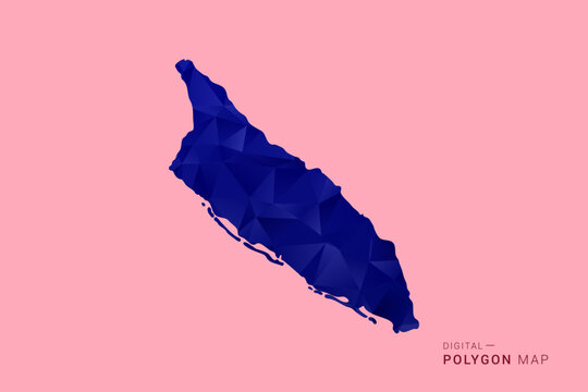Aruba Map - Low poly polygon map in deep blue gradient on soft pink pastel background, modern minimal geometric design, clean digital vector illustration.