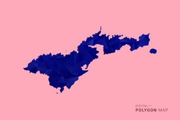 American Samoa Map - Low poly polygon map in deep blue gradient on soft pink pastel background, modern minimal geometric design, clean digital vector illustration. © Whatever