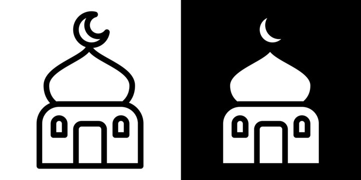 Islamic Mosque Building Icon Vector for Ramadan and Eid Al Adha Mubarak Masjid Decoration