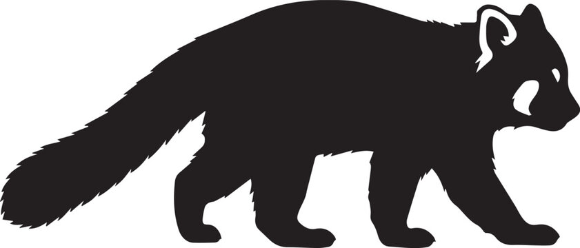 Red Panda Walking Wildlife Animal Silhouettes