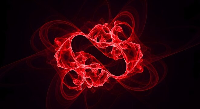 Radiant red fractal explosion with dynamic swirls on dark background provides a modern and eye catching visual element 120 chrs