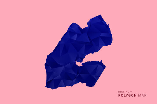 Djibouti Map - Low poly polygon map in deep blue gradient on soft pink pastel background, modern minimal geometric design, clean digital vector illustration.