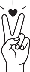 Obraz premium Cute Hand Gesture Icons Vector Set | Peace, High Five, OK, Thumbs Up, Love